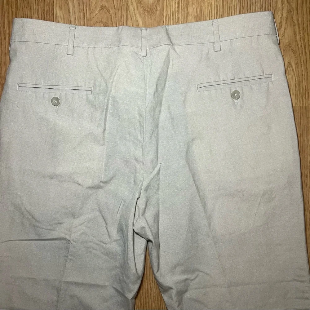 Kenneth Cole‎ Reaction Linen Pants Mens 36x26 Beige Dress Slacks Business Casual
